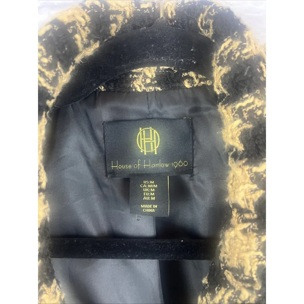 House Of Harlow Preppy Dark Academia Cropped Tweed Houndstooth Blazer Size M